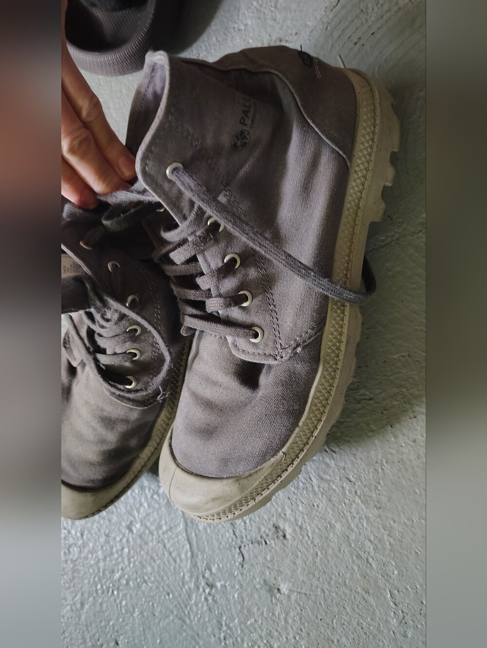 Palladium Women's High Top Canvas Boots in Gray